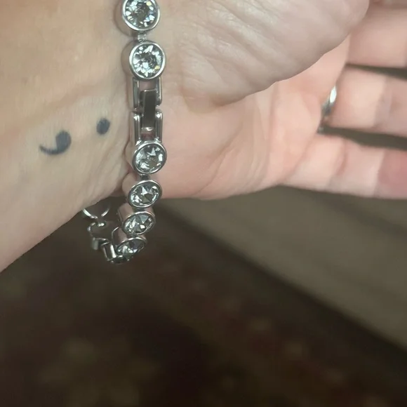 Touchstone Crystal Silver Tennis Bracelet - Picture 5 of 7